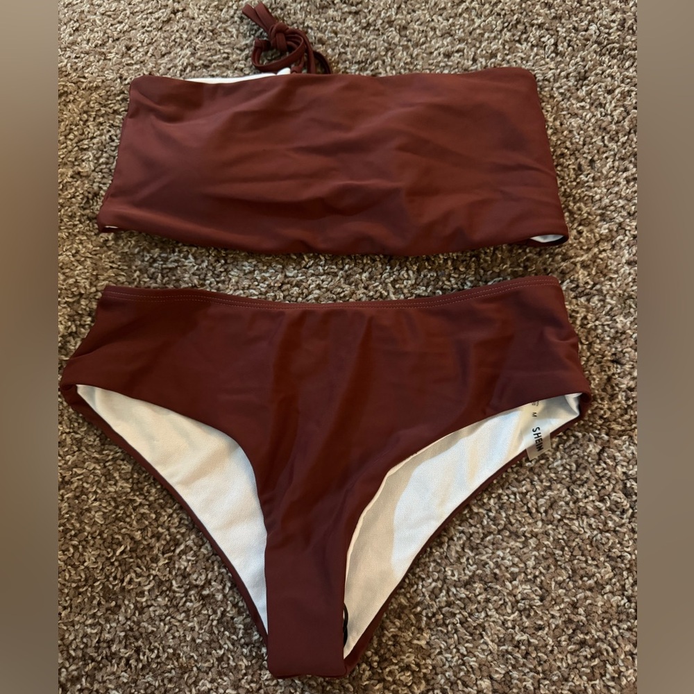SHEIN Elegant Brown Bikini Set
